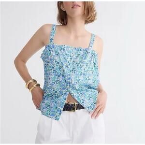 J. Crew Organic Cotton Smocked Button Front Liberty Print Tank Top women, Small